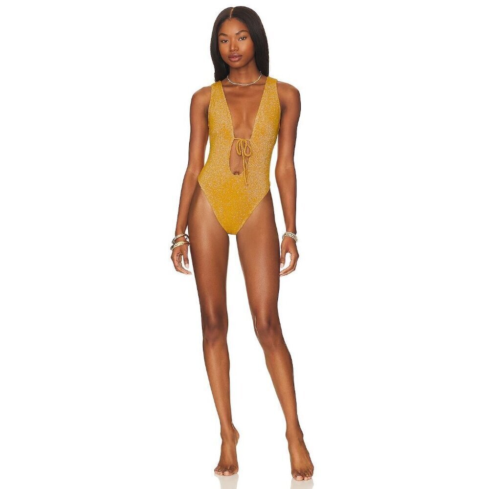 Montce Swim Juliet One Piece Sun Sparkle Yellow Womens Size XS